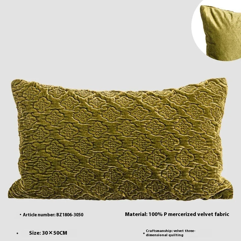 Brown gold antique Chinese style quilted cushion in 50x50cm square and 30x50cm waist pillow sizes