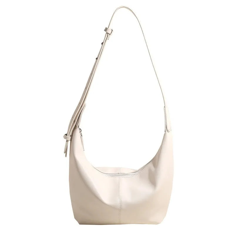 Women's simple PU messenger bag with single shoulder strap in five colours, black, white, brown, green, khaki, size 35x20x23cm