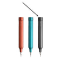 24-in-1 aluminium repair screwdriver set with magnetic bit storage, shown in green, red, and black colour options.