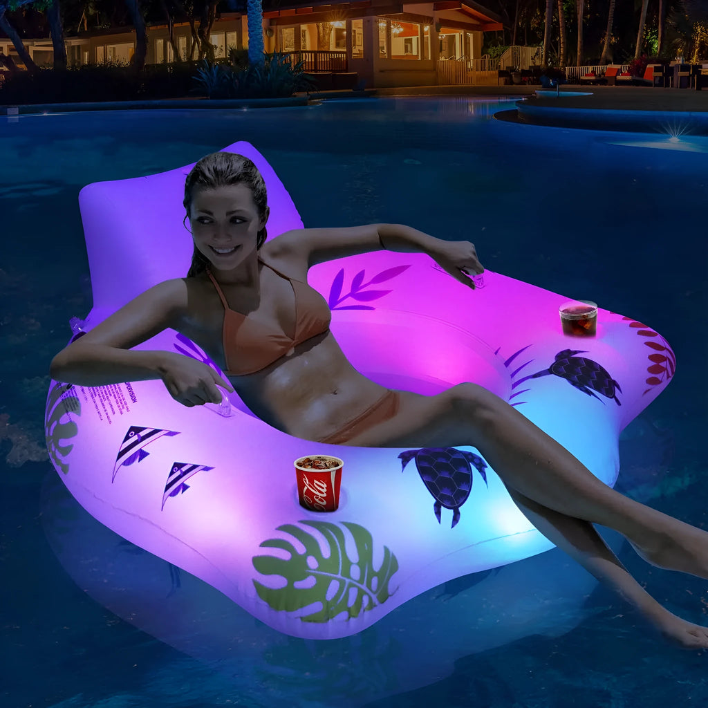 White U-shaped inflatable pool float measuring 120cm diameter