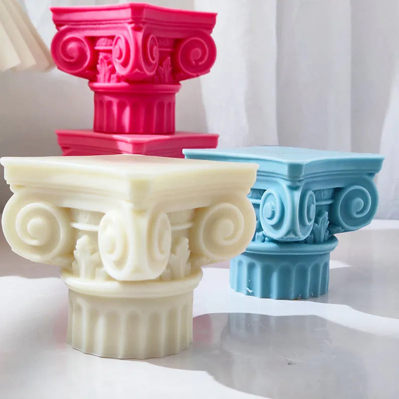 A flexible silicone mould in the shape of a stylised Roman pillar for multi-purpose crafting.