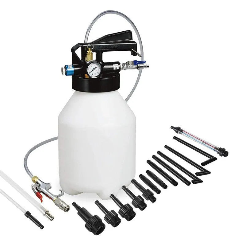 Pneumatic automatic transmission oil changer with 10L or 6L tank and 220W power unit for garage fluid exchange.