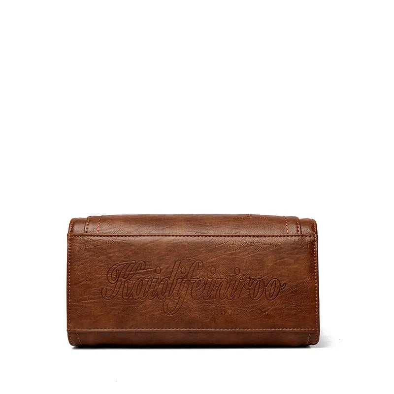 Soft PU leather women's crossbody bag in horizontal square shape with retro styling