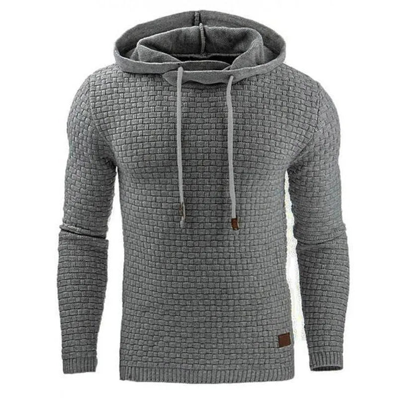 Men's cotton and polyester blend hooded sweatshirt shown in available colours