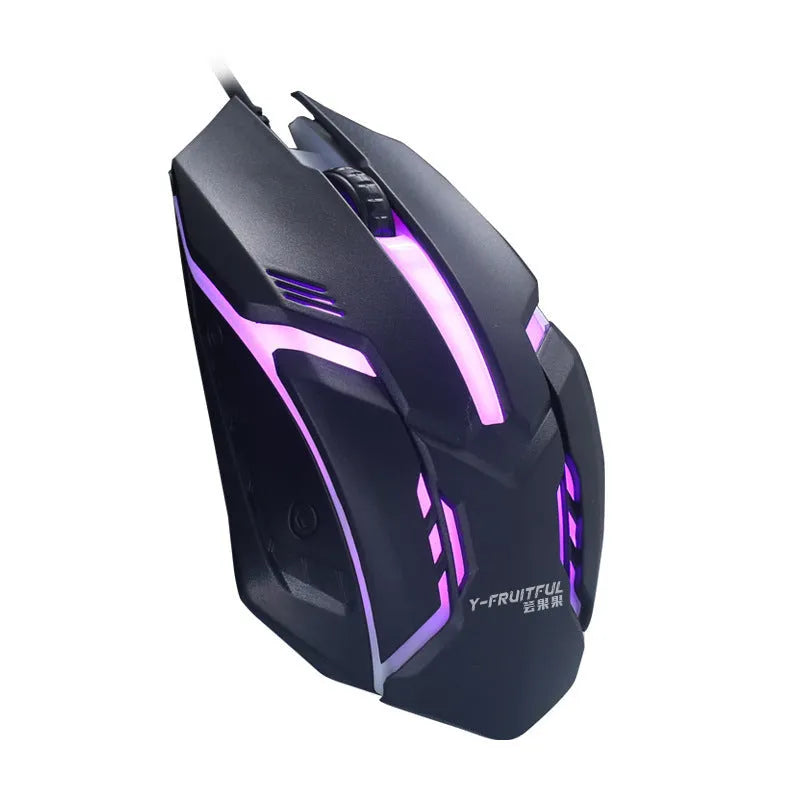 Wired luminous USB computer mouse in black or white with colourful glow effects and 1.3m cable