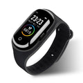 Blue smart bracelet earphone combo wearable device with silicone wristband and 1-inch screen display