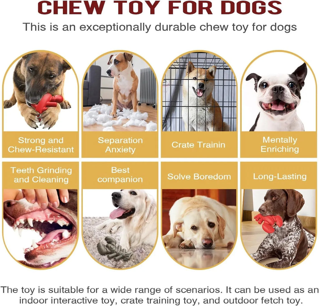 Red hard-wearing dog chew bone for aggressive chewers and large breed dogs