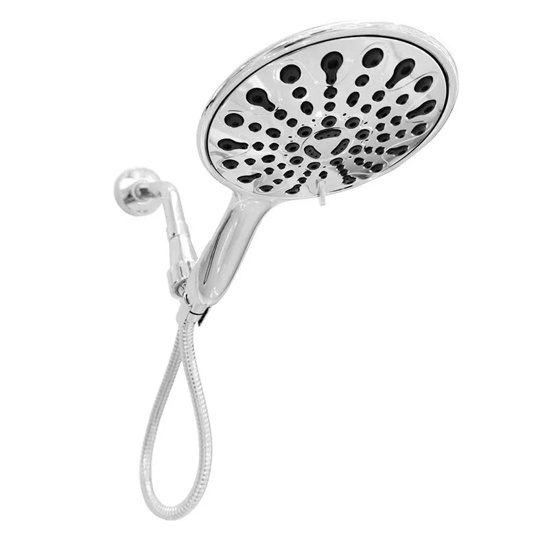 Chrome handheld shower head with six spray function selector