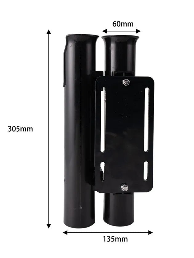 Plastic double-layer fishing rod rack mounted on a bicycle frame