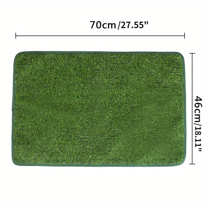 Artificial grass dog toilet mat for indoor pet training, shown in a small size on a floor.