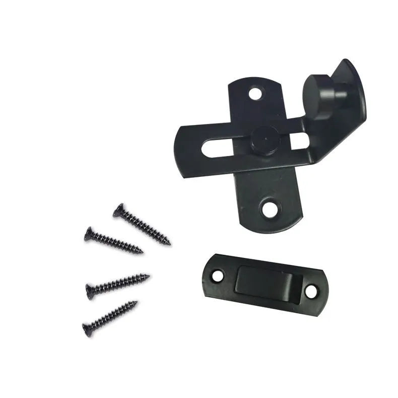 Warehouse hook lock with 90-degree stainless steel and black carbon steel shackle for sliding barn doors
