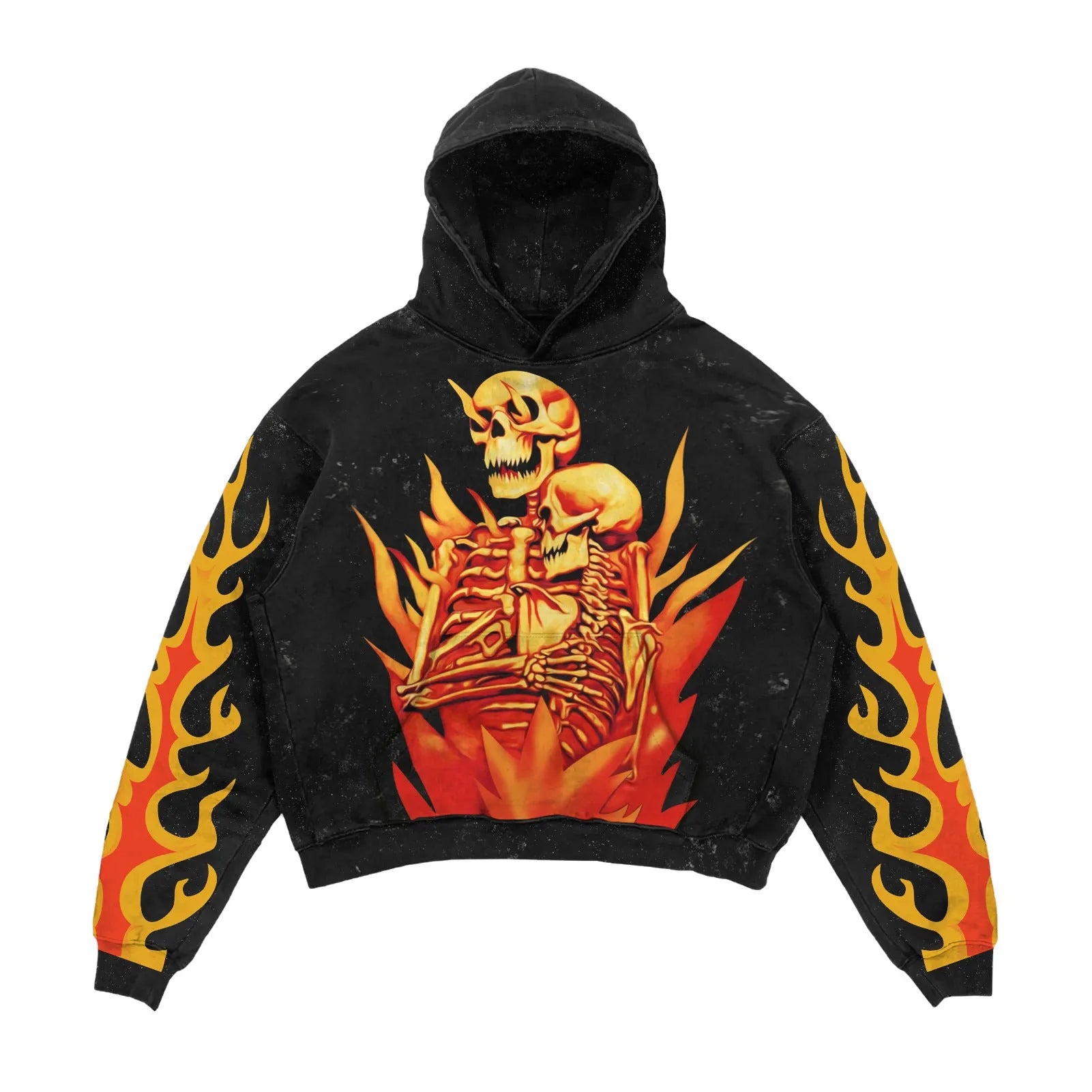 3D printed Halloween hoodie in black with slim fit and printed three-dimensional patch bag
