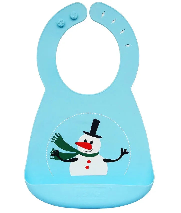 Waterproof silicone baby feeding bib with deep pocket in multiple colours, 28x21cm, on a white background