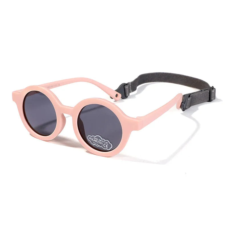 Children's silicone sunglasses for 0-3 year olds with round frames and UV400 protection