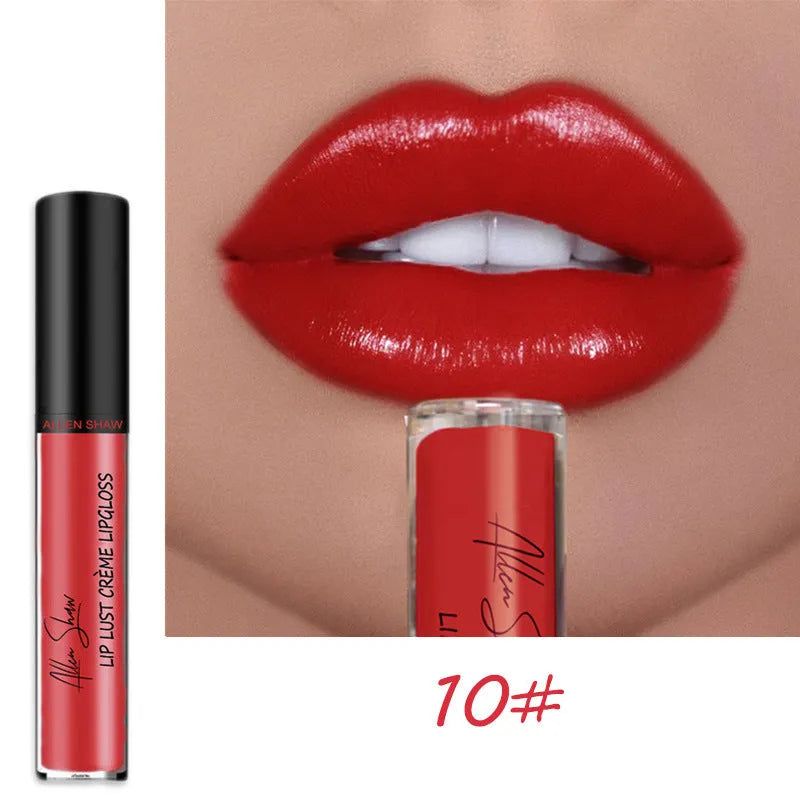 Allen Shaw Cream Lip Glaze in matte velvet finish with twelve colour options