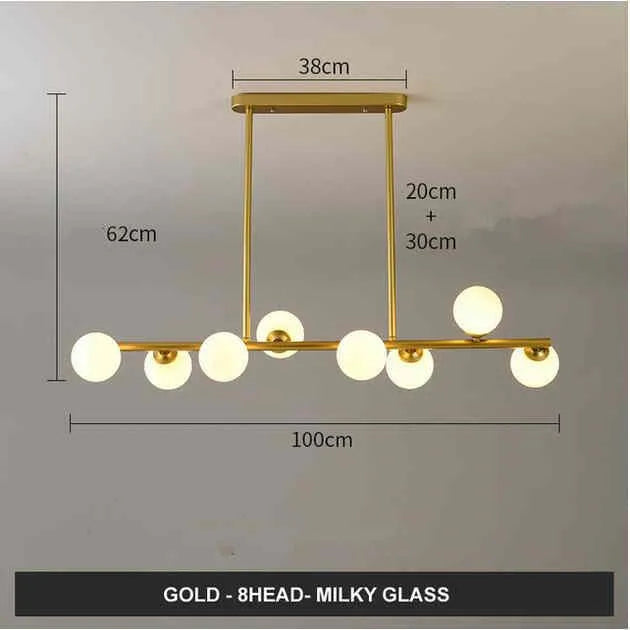 Nordic glass bubble ball chandelier with iron body multi arms warm light