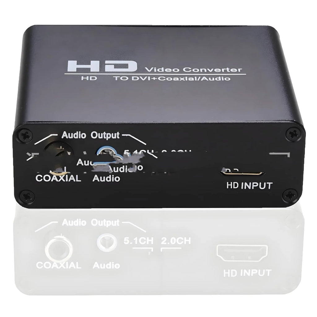 Black HDMI to DVI converter with 1.5 metre cable and coaxial audio output