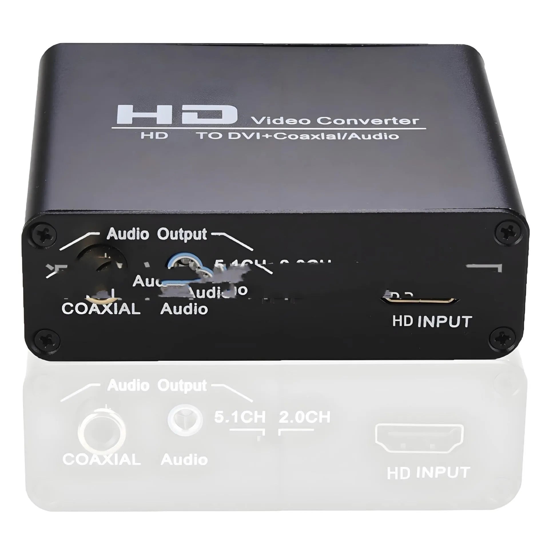 Black HDMI to DVI converter with 1.5 metre cable and coaxial audio output