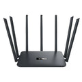 White dual-band gigabit router with five external antennas for wall-penetrating home WiFi coverage