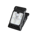 Black intelligent induction clip lamp with flexible gooseneck, shown clipped to a shelf.