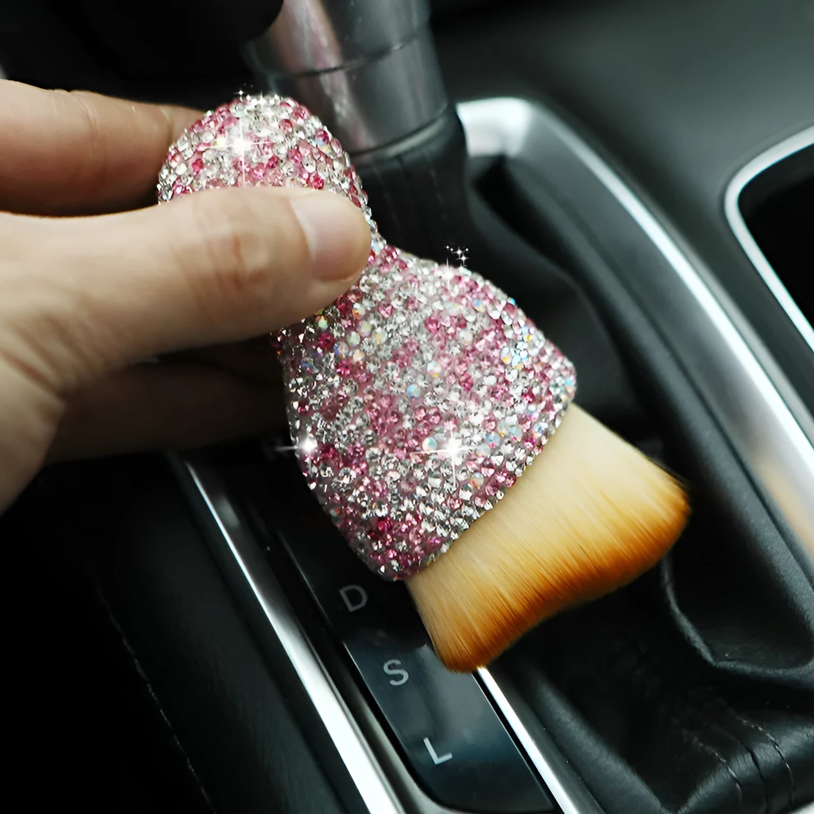 10cm car interior cleaning brush with flexible PVC bristles for dashboard and vent dust removal