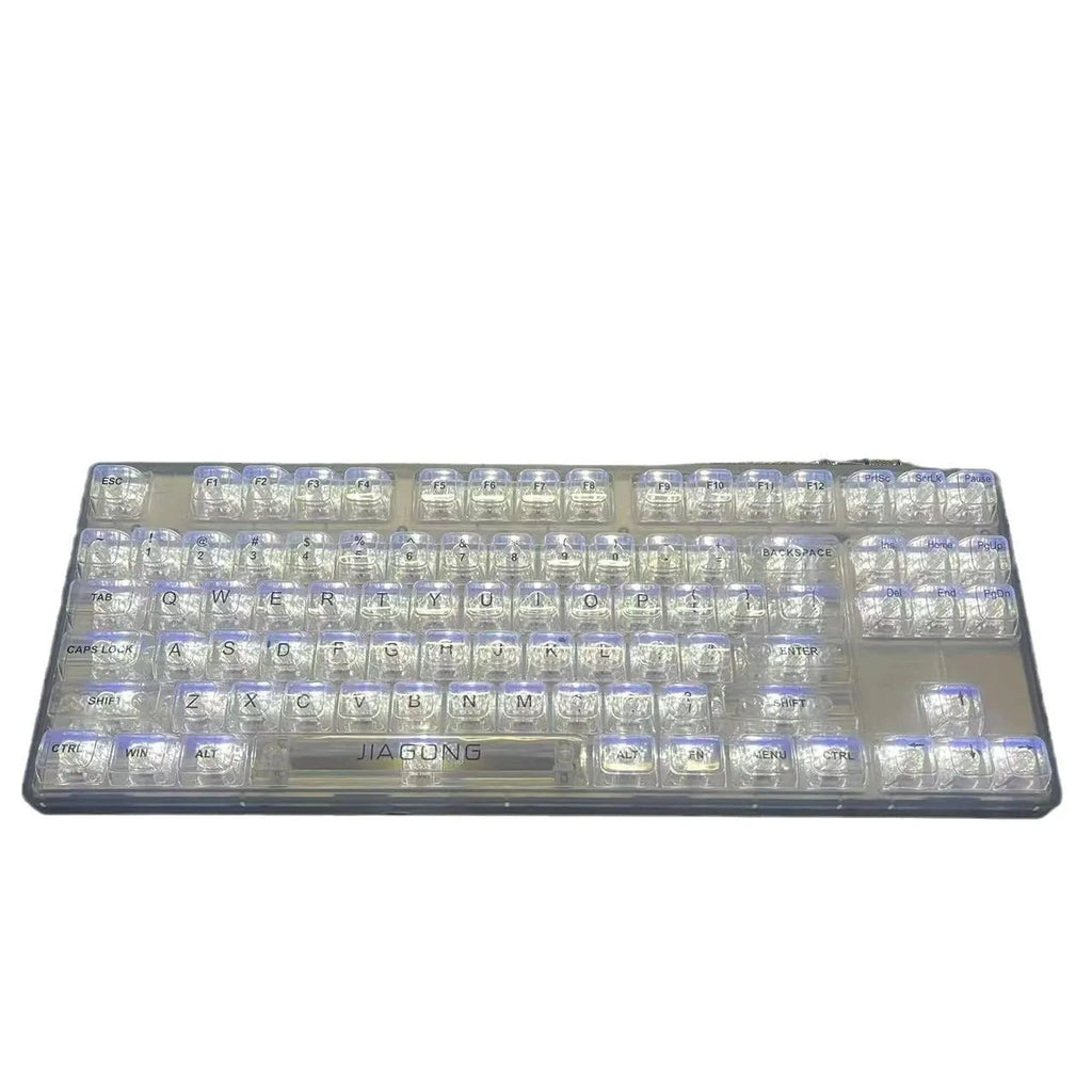 Universal transparent key cap set with 132 large keys for mechanical keyboard replacement