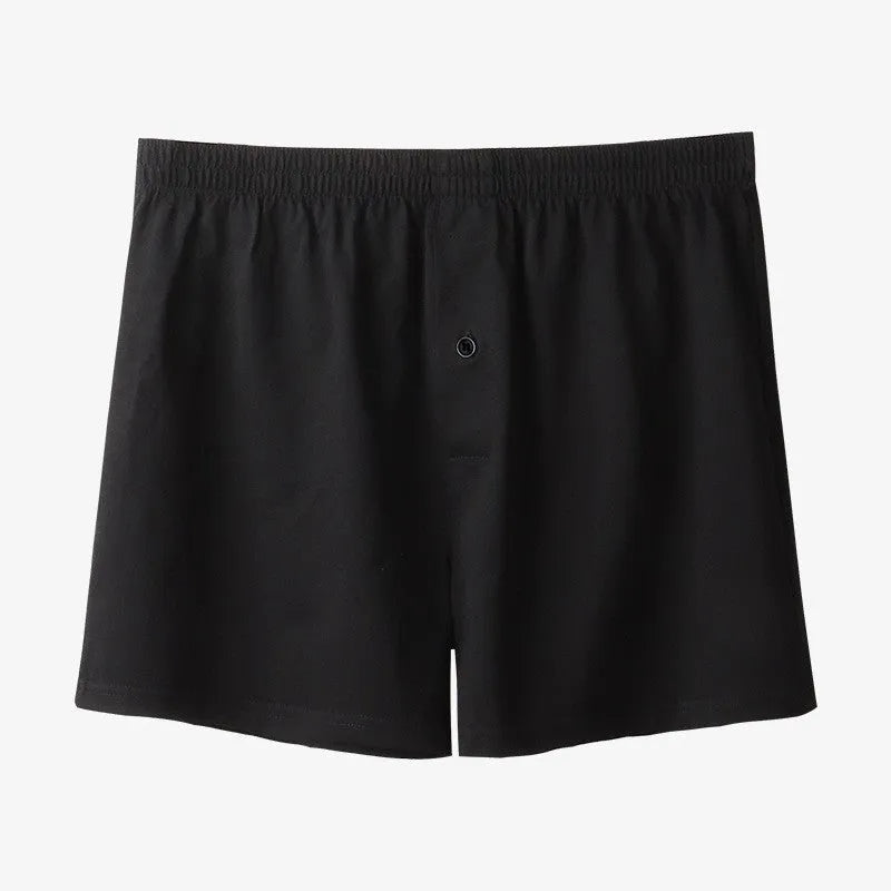 Men's pure cotton high-waist boxer shorts in light grey, navy blue, and black colours.