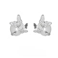 Butterfly ear studs in 925 sterling silver with gold or white gold electroplated finish