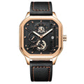 Men's quartz watch with belt-style bracelet, 8mm thickness, black gold silver shell options