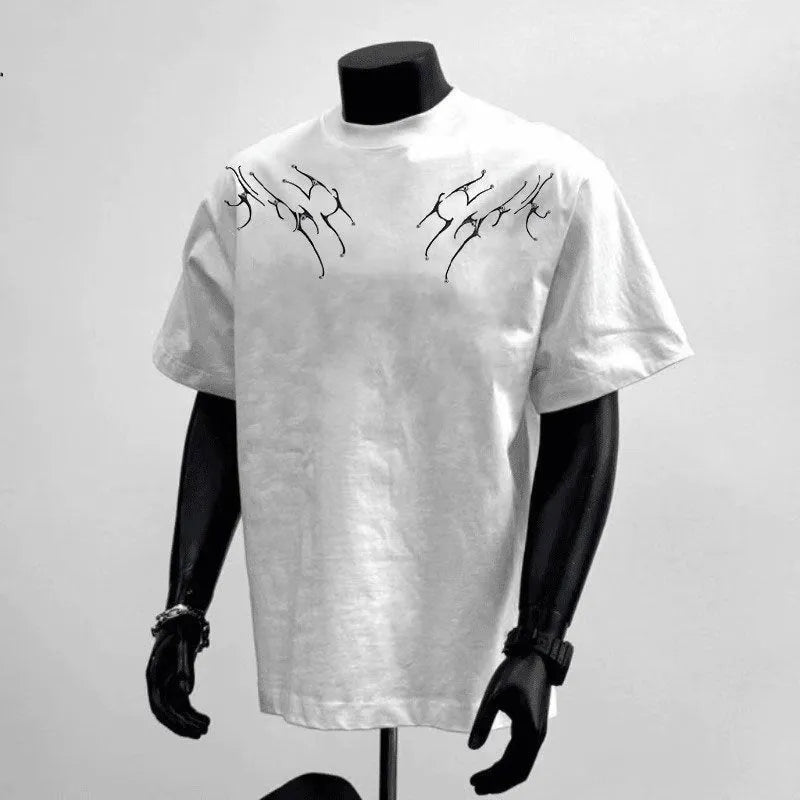 Men's loose fit pure cotton short sleeve shirt in black and white colours with printed business casual design