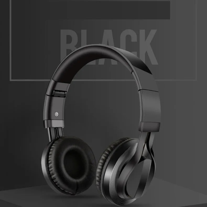 Black wired on-ear headphones with microphone and 3.5mm plug for mobile phone karaoke