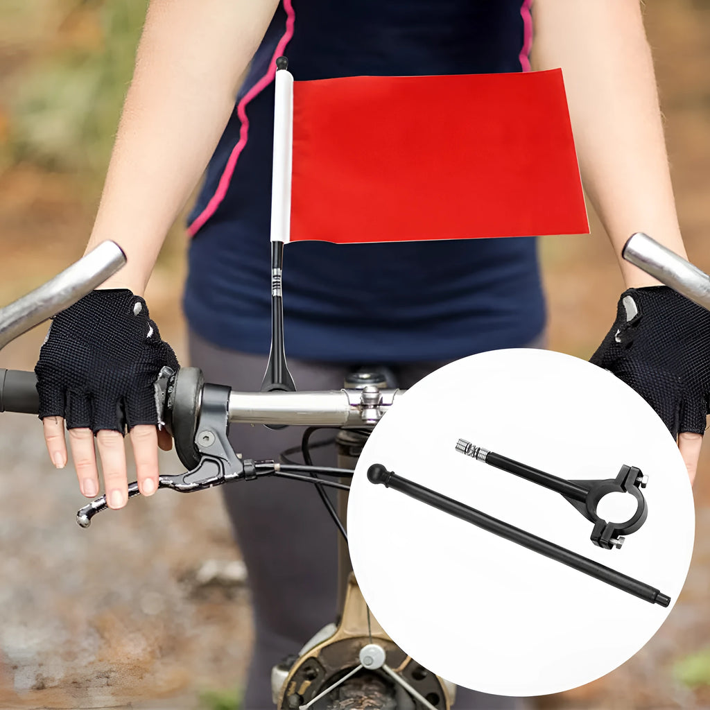 40cm plastic cycling handlebar flagpole with polyester square flag attached