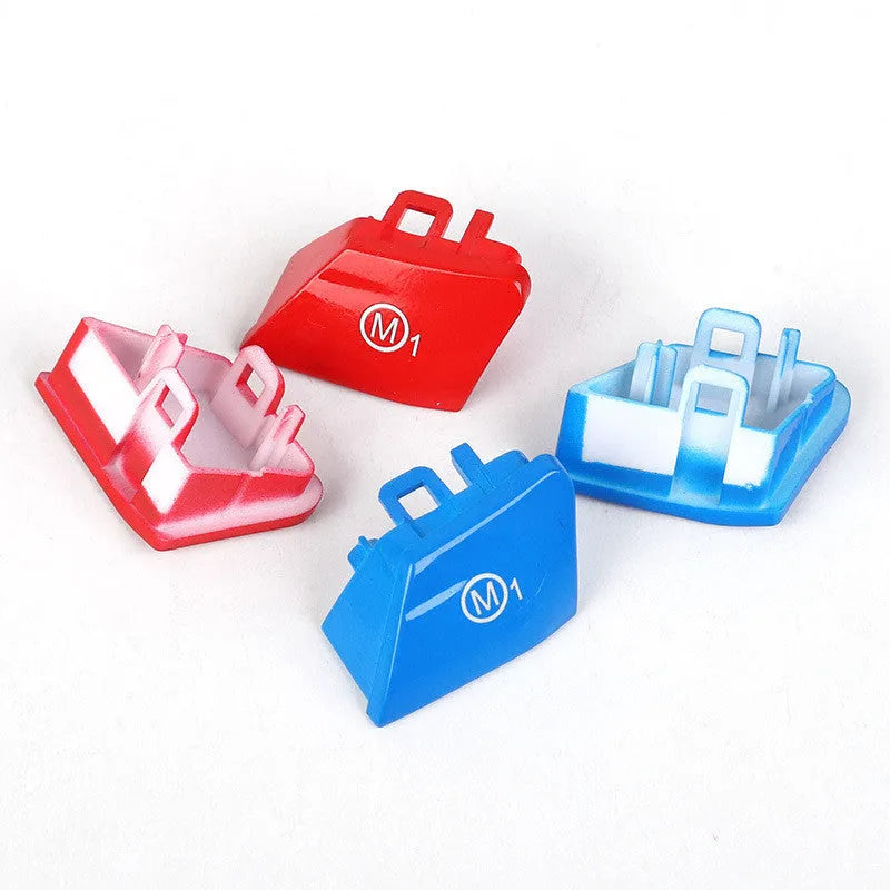 BMW steering wheel M1 and M2 mode button set in red and blue colours with installation keys.