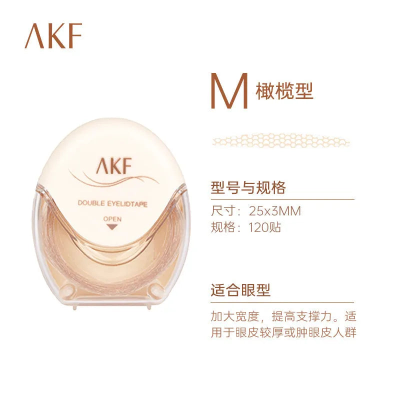 Pack of invisible lace double eyelid stickers showing 120 count and Crescent M, Crescent S, Olive M style options.