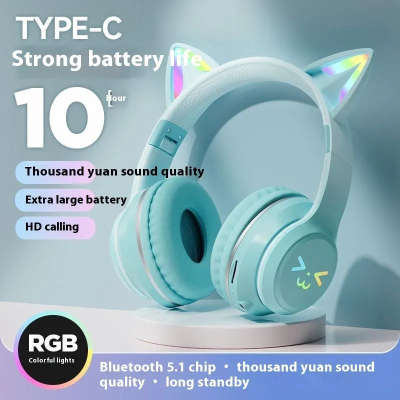 BT035C Bluetooth headset with breathing light in gradient colour, PC ABS material, head-mounted design