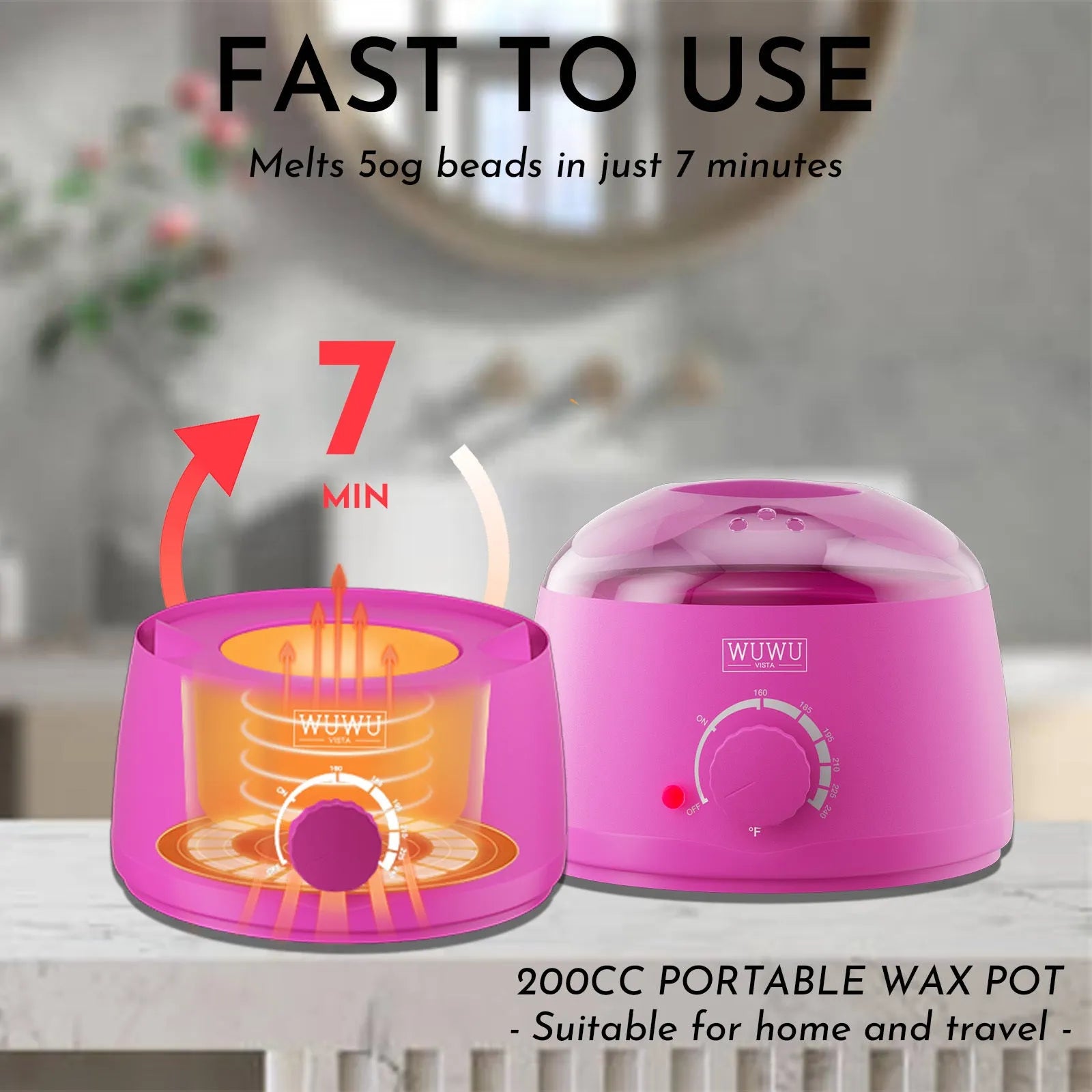 WUWUVISTA 63-piece hard wax hair removal kit with electric warmer, wax beads, and applicators