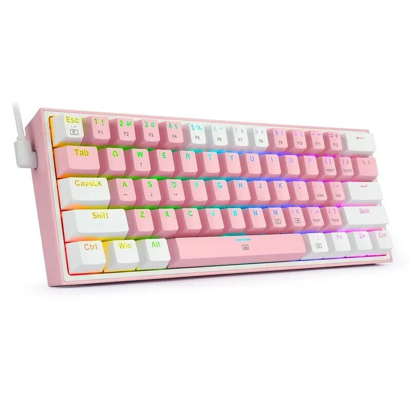 K617 RGB mechanical keyboard in white pink colour with dual-keycap design