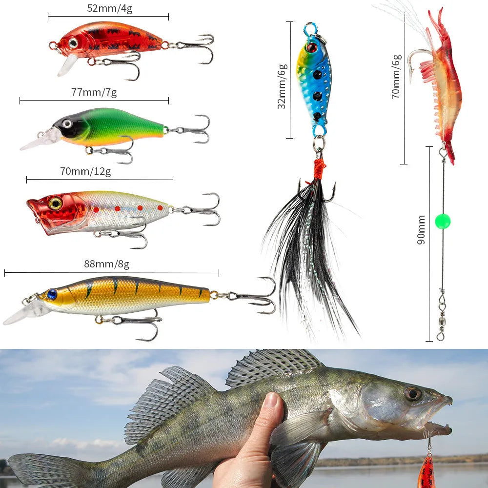 24-piece Mino Bog fishing blind box set with metal tackle components in Christmas packaging