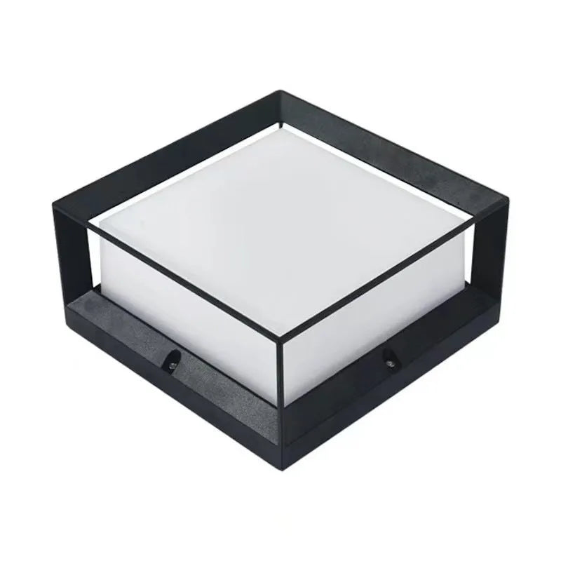 Aluminium outdoor solar column light with LED, shown in garden setting.