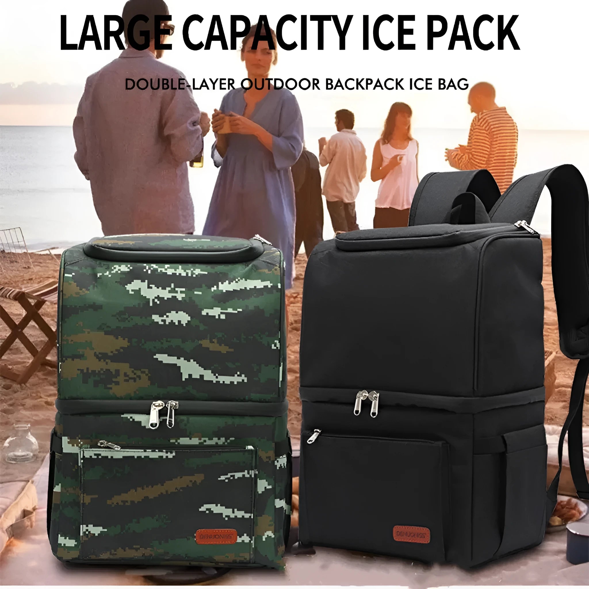 Double layer insulated waterproof backpack in Oxford cloth with 22L capacity available in camouflage and solid colours