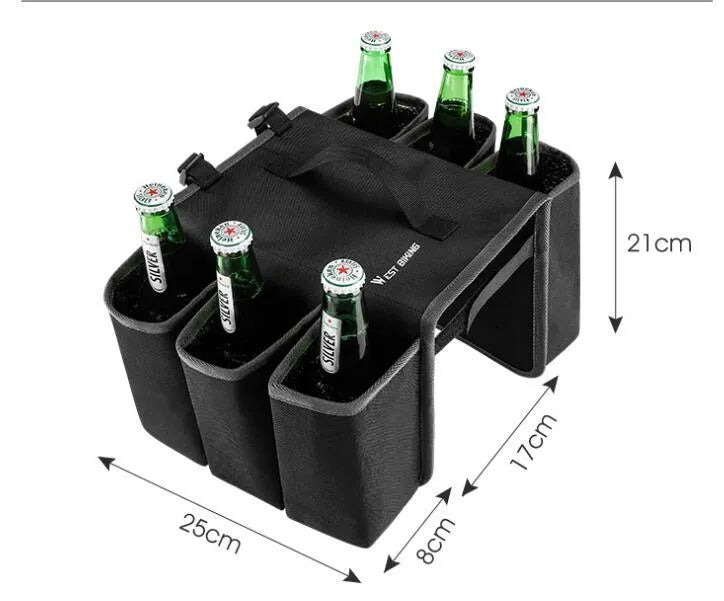 Black and orange double-sided bicycle beverage bag with 2L capacity and anti-scratch shelf