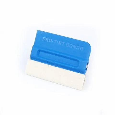 Car vinyl wrap scraper tool with ABS plastic handle and a choice of deerskin or wool pad.