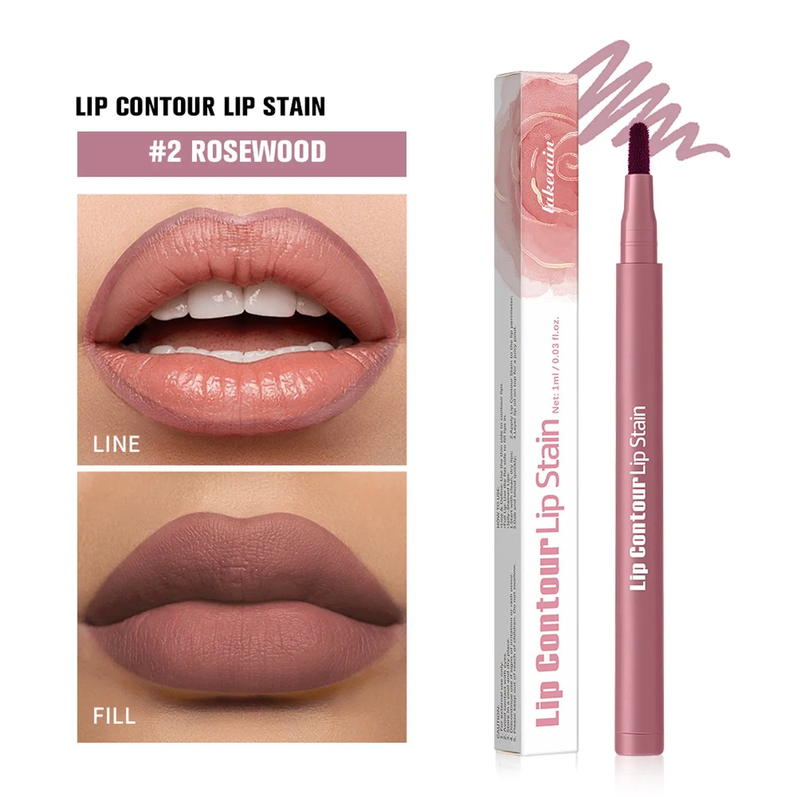 Moisturising smooth portable wooden lip pencil in shade Soft Pink, 1ml net content, colour-resistant lip liner and lipstick