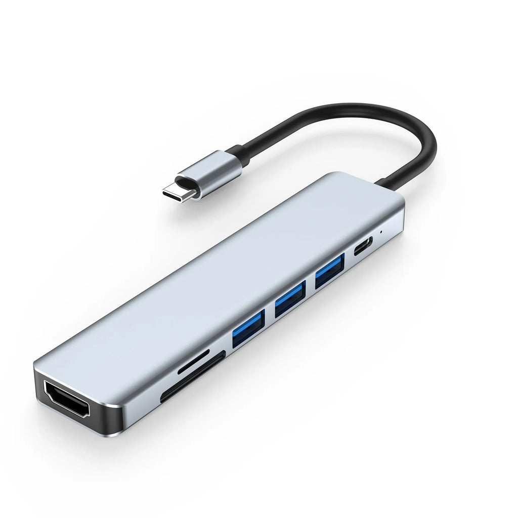USB Type-C expander hub with seven ports and 0.145m cable for computer connectivity