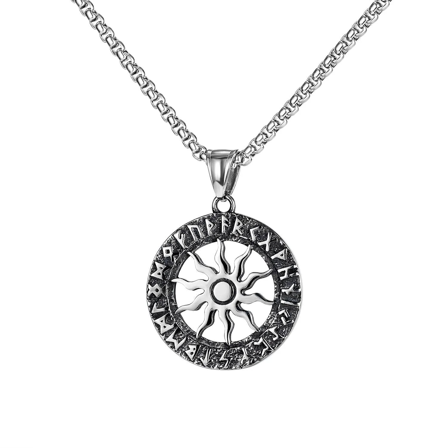 Men's silver skull necklace with detailed alloy pendant and matching chain