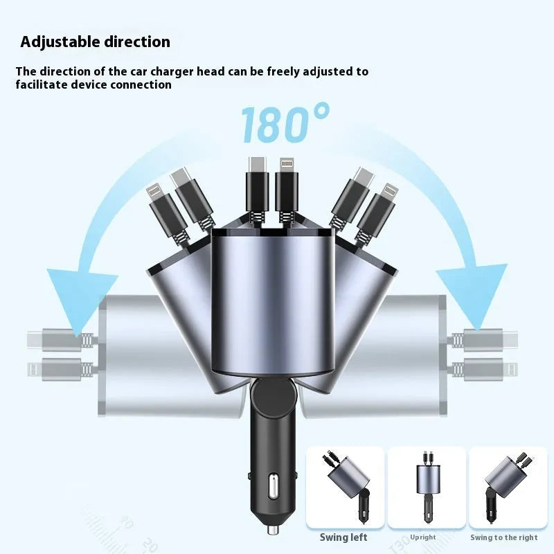 Metal cigarette lighter car charger with 60W super fast charging and Type-C port
