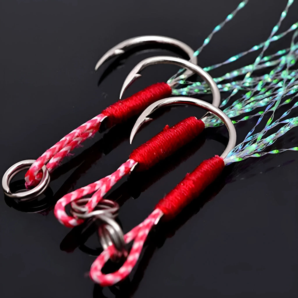 Single fishing hook made of bright wire iron plate in sizes No. 9 through No. 14 for sea fishing.