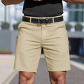 Men's solid colour straight-leg fifth pants in polyester with micro elasticity
