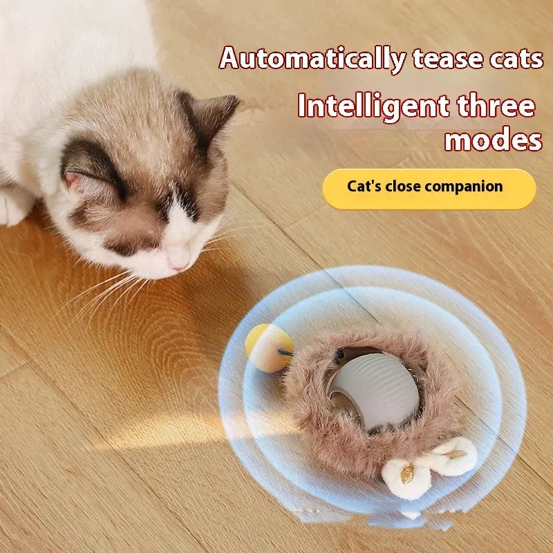 Silicone rolling ball cat toy in red, green, or grey colour options for independent feline play