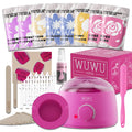 WUWUVISTA 63-piece hard wax hair removal kit with electric warmer, wax beads, and applicators